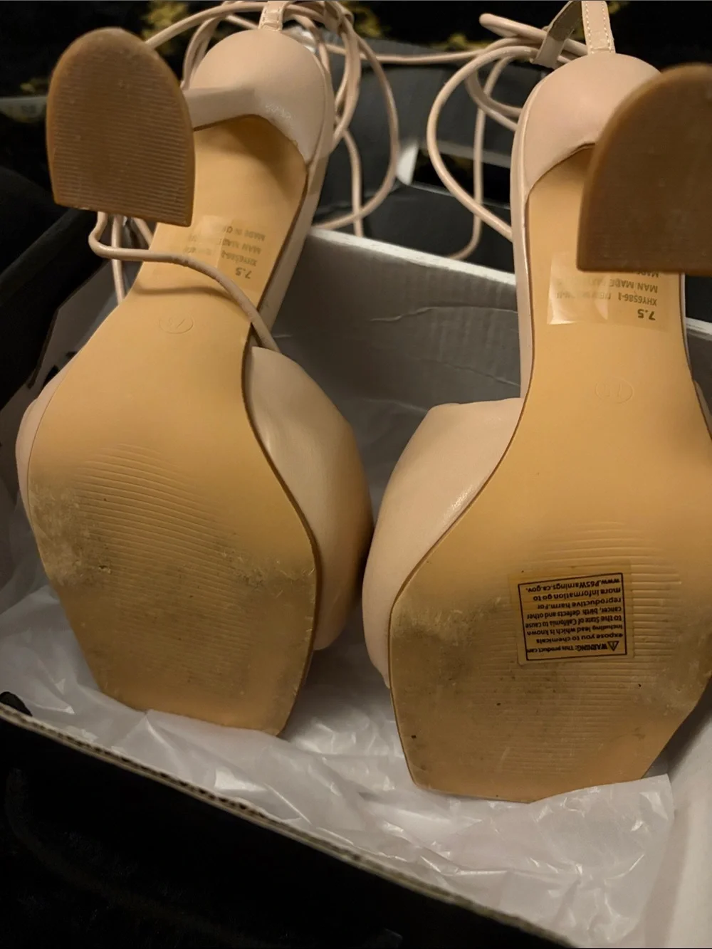 ONLY WORN ONCE! -Lace-Up Nude Strappy High Heel Sandals for Women size-7/12